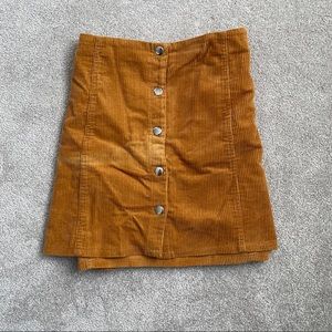 Plus Size Burnt Orange Corduroy Button Mini Skirt